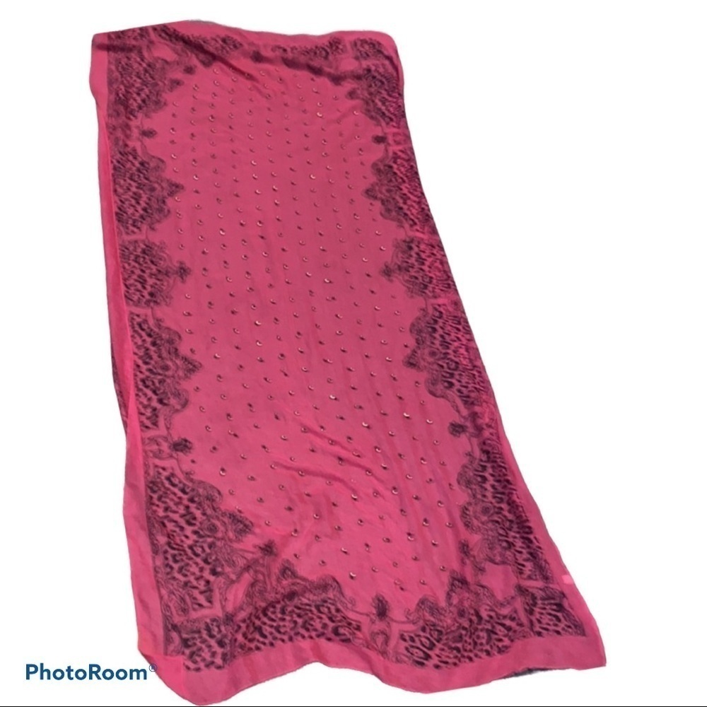Vintage printed stone  embellished light weight oversized scarf